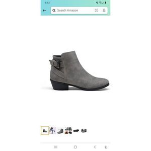 New Size 7 Vepose Grey Ankle Boots Low Chunky Heels Booties Western Shoes NWT